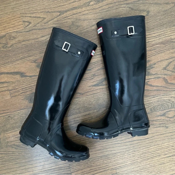 Hunter original gloss tall rain boots size M5 F6 - Picture 12 of 13